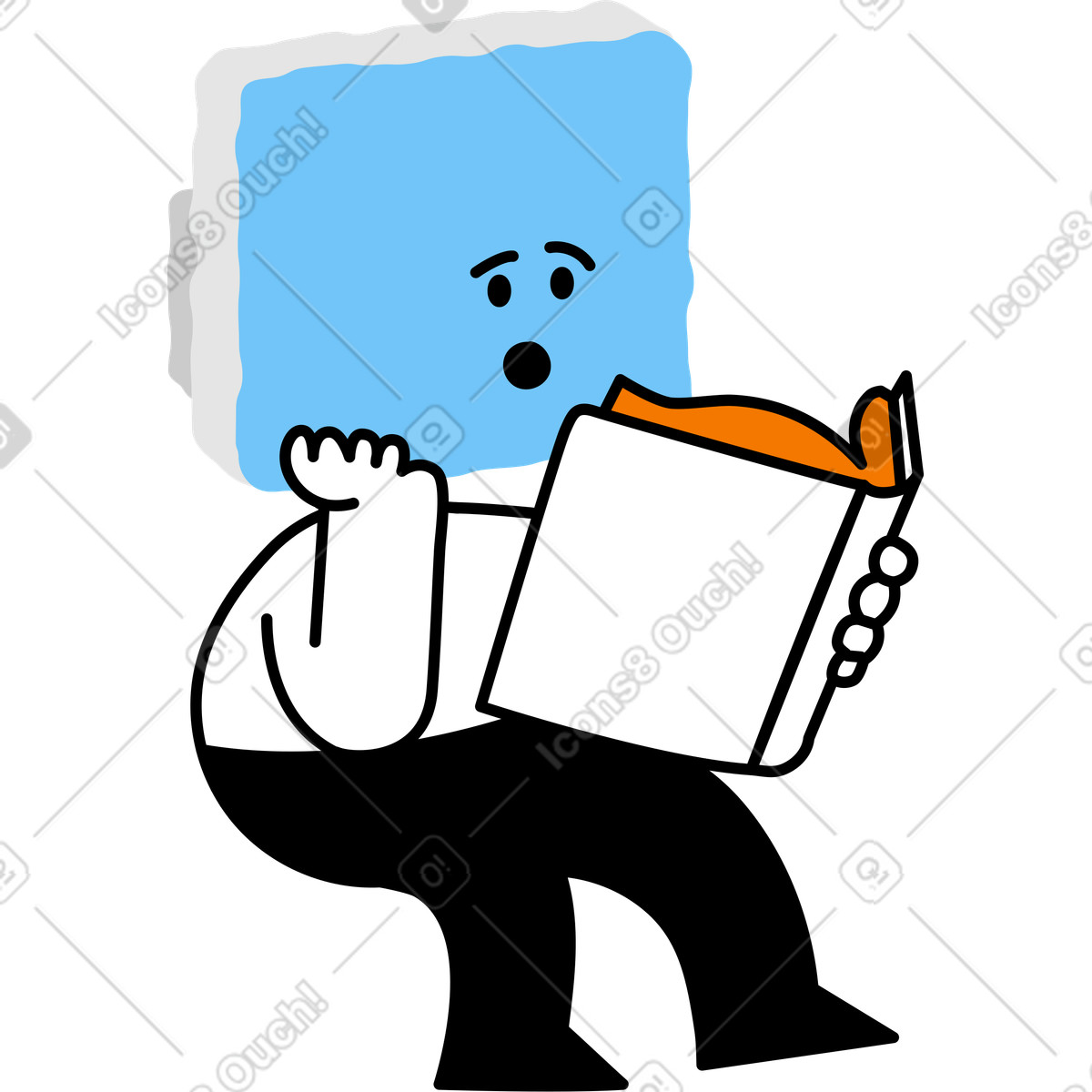 Giggle スタイルの 本を持ったキャラクター のイラストをPNG、SVG形式でダウンロード