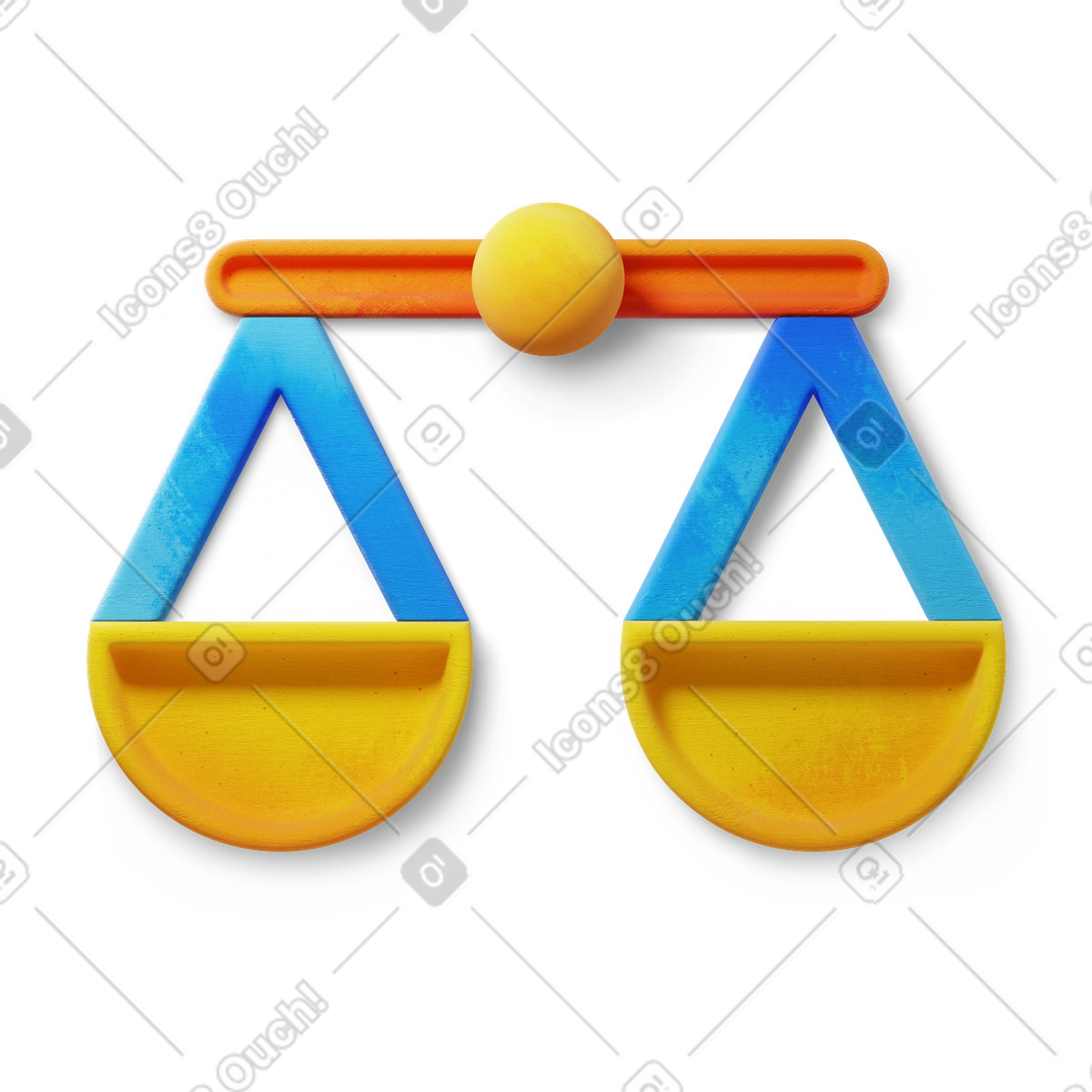 Justice balance scales symbol for law and fairness illustration in 3D Microsoft Fluent style download in PNG, SVG