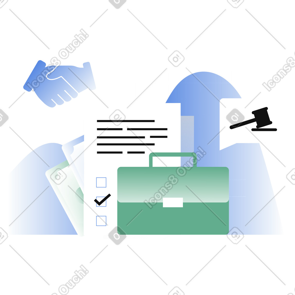 Business law for legal business deal illustration in PNG, SVG