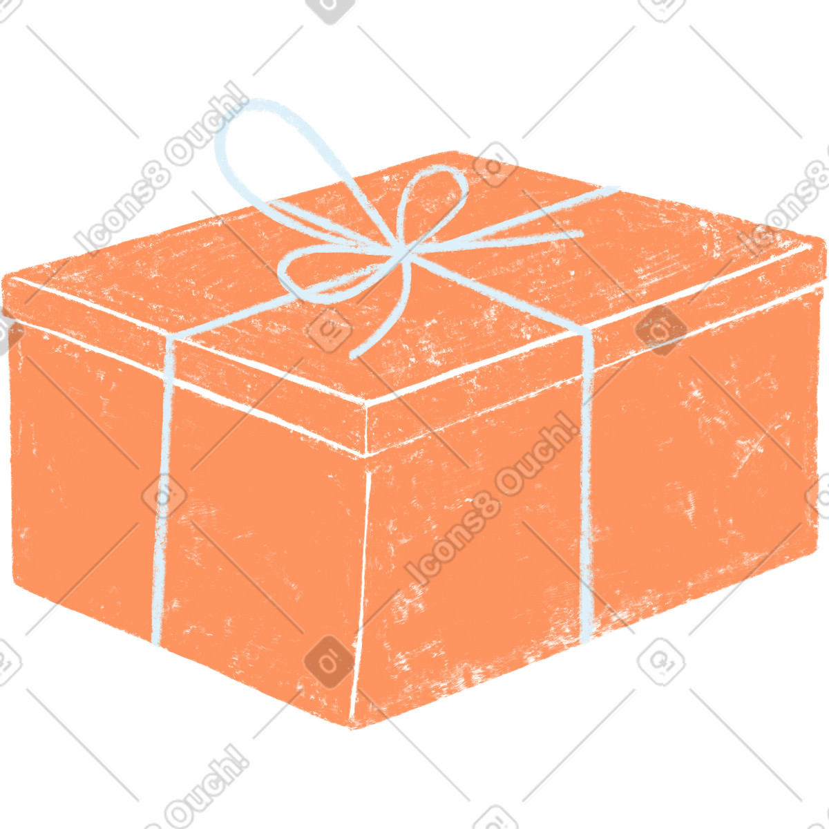 Orange gift box illustrazione in stile Chalky scarica in PNG, SVG