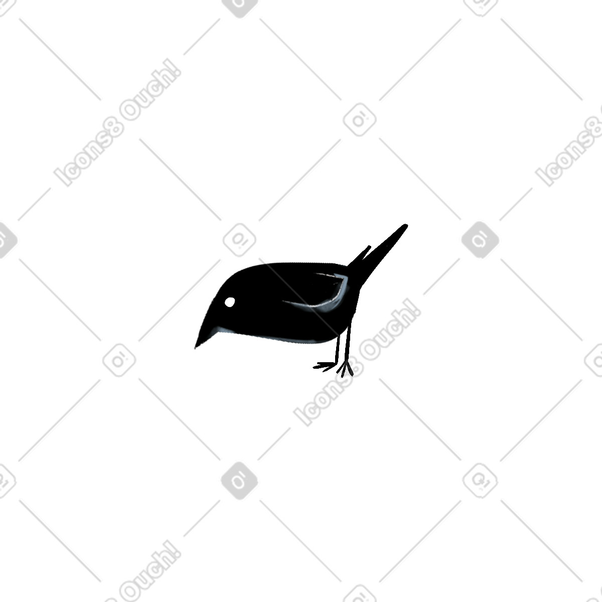 Ilustración Black little bird en estilo Ikigai a descargar en PNG y SVG