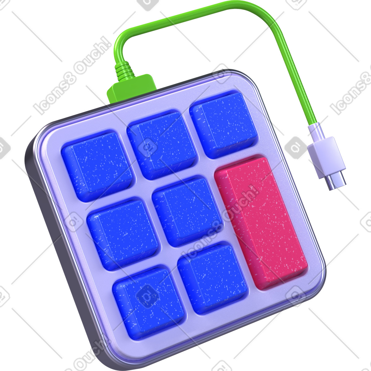 Keyboard with cable, Typing device for online work, Computer workflow tasks illustration in 3D Boost style download in PNG, SVG