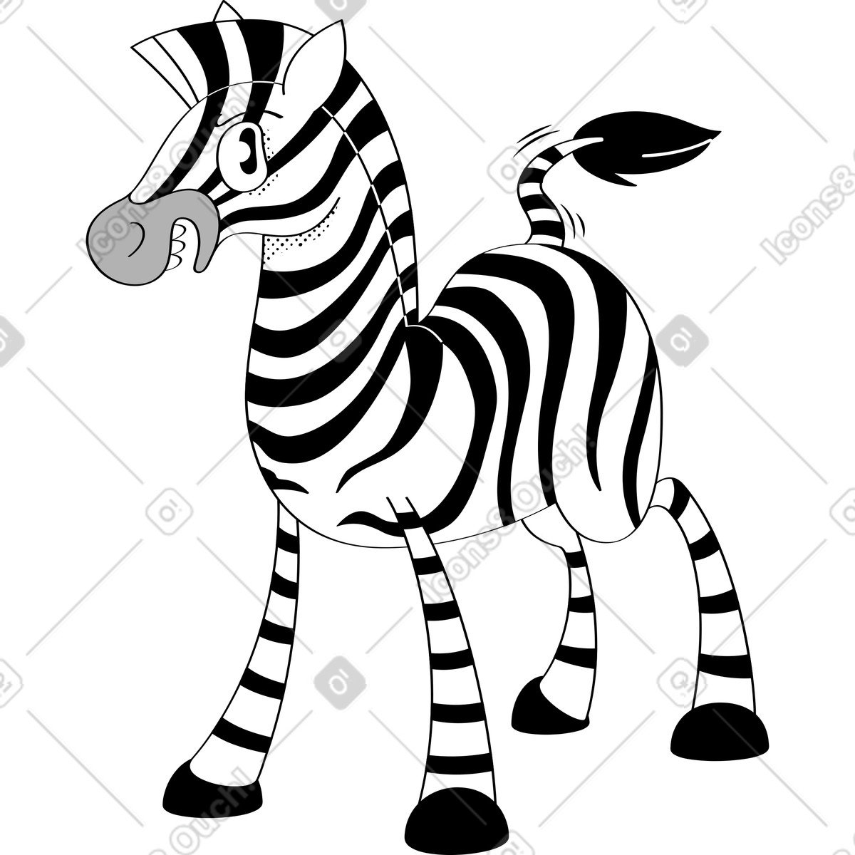 Ilustración Cebra en estilo Looney a descargar en PNG y SVG