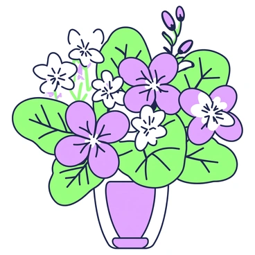 A bouquet of tropical flowers is arranged in a vase. The bouquet features a variety of flowers with distinct forms and sizes, including large blooms and smaller, delicate ones. Each flower is detailed with intricate petal structures. Surrounding the flowers, large green leaves with prominent veins fan out, adding texture and depth to the composition. The arrangement is lush, with flowers being at various angles, creating a sense of abundant growth. The overall look is vibrant and full of life.