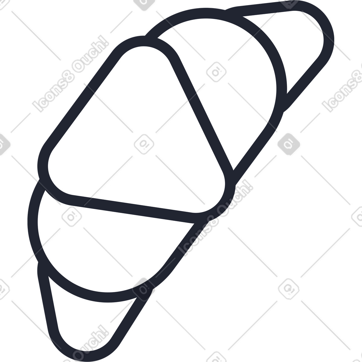 Ilustración Croissant blanco en estilo Pablita a descargar en PNG y SVG