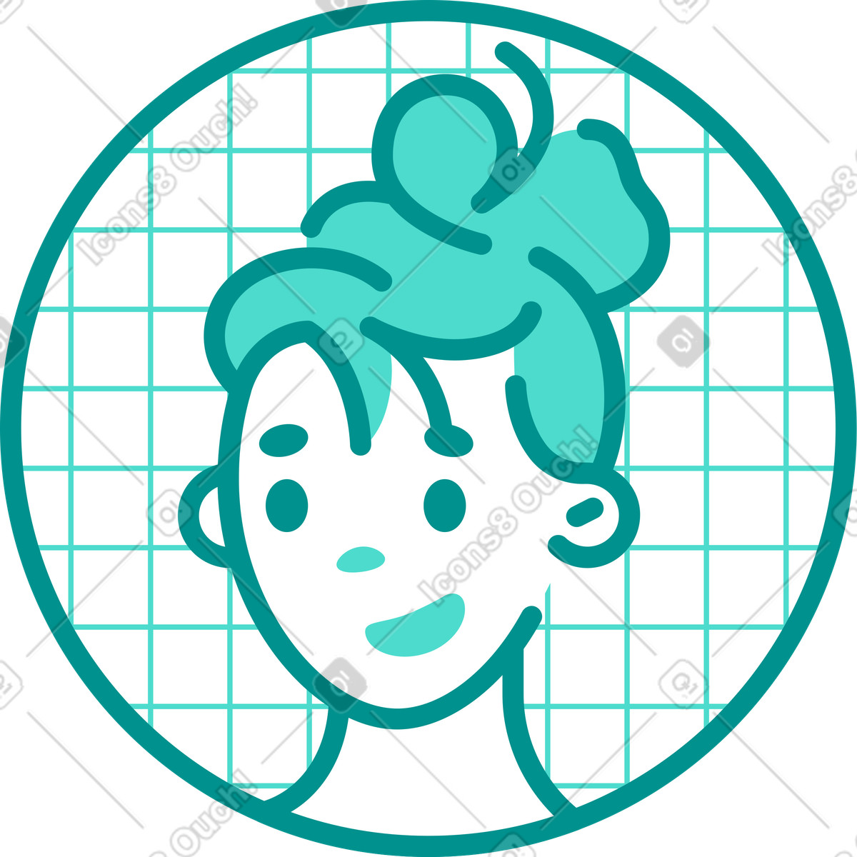 下载 Natty 风格的 女人头像图标绿色 插画，支持 PNG、SVG 格式