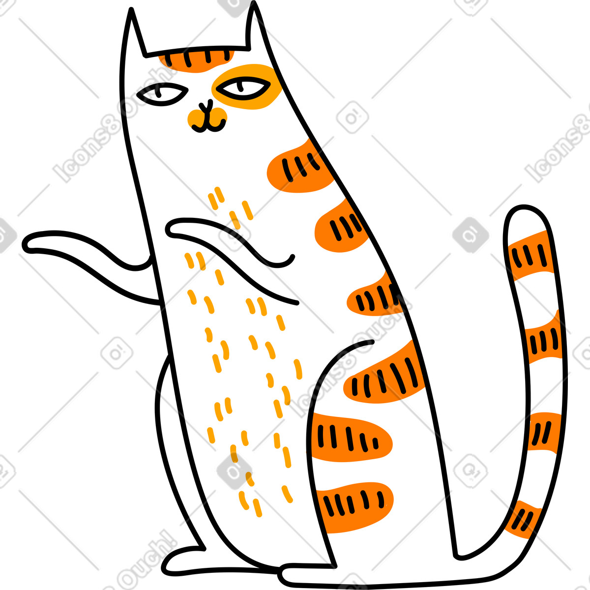 Sitting cat illustration in Purr style download in PNG, SVG