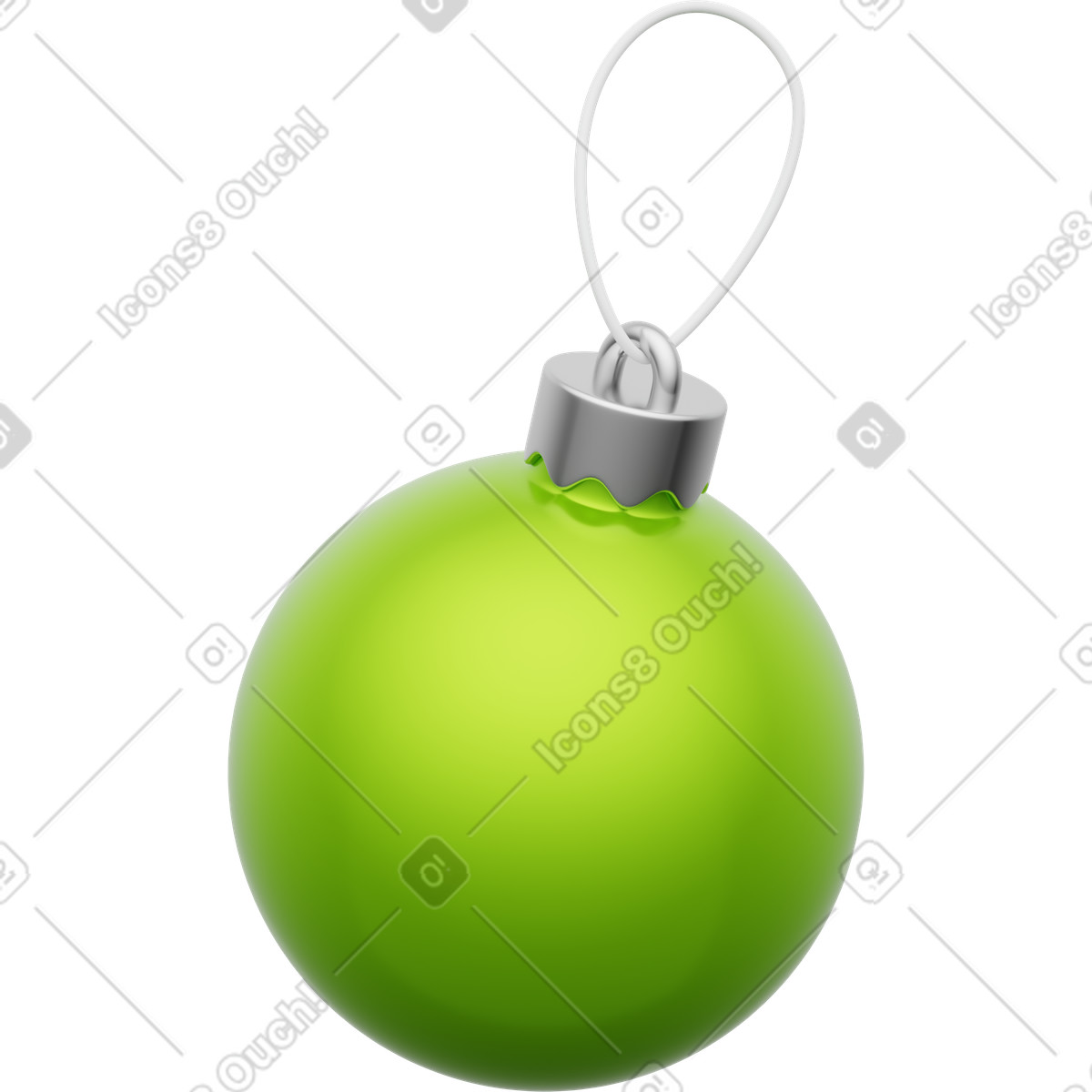 Holiday bauble, Christmas decoration, green ornament illustration in 3D Playful style download in PNG, SVG