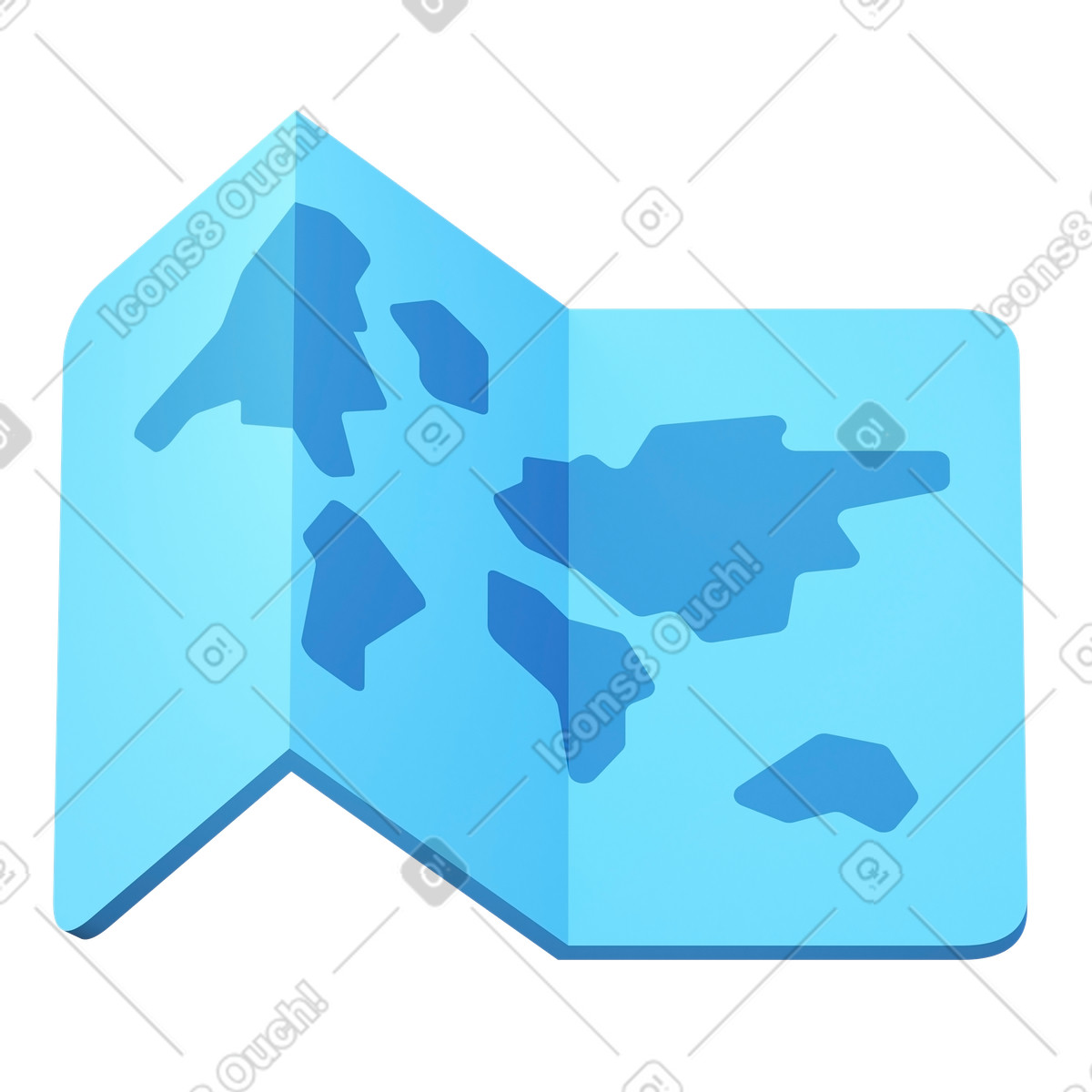 Illustration World map dans le style 3D Fluency à télécharger aux formats PNG, SVG