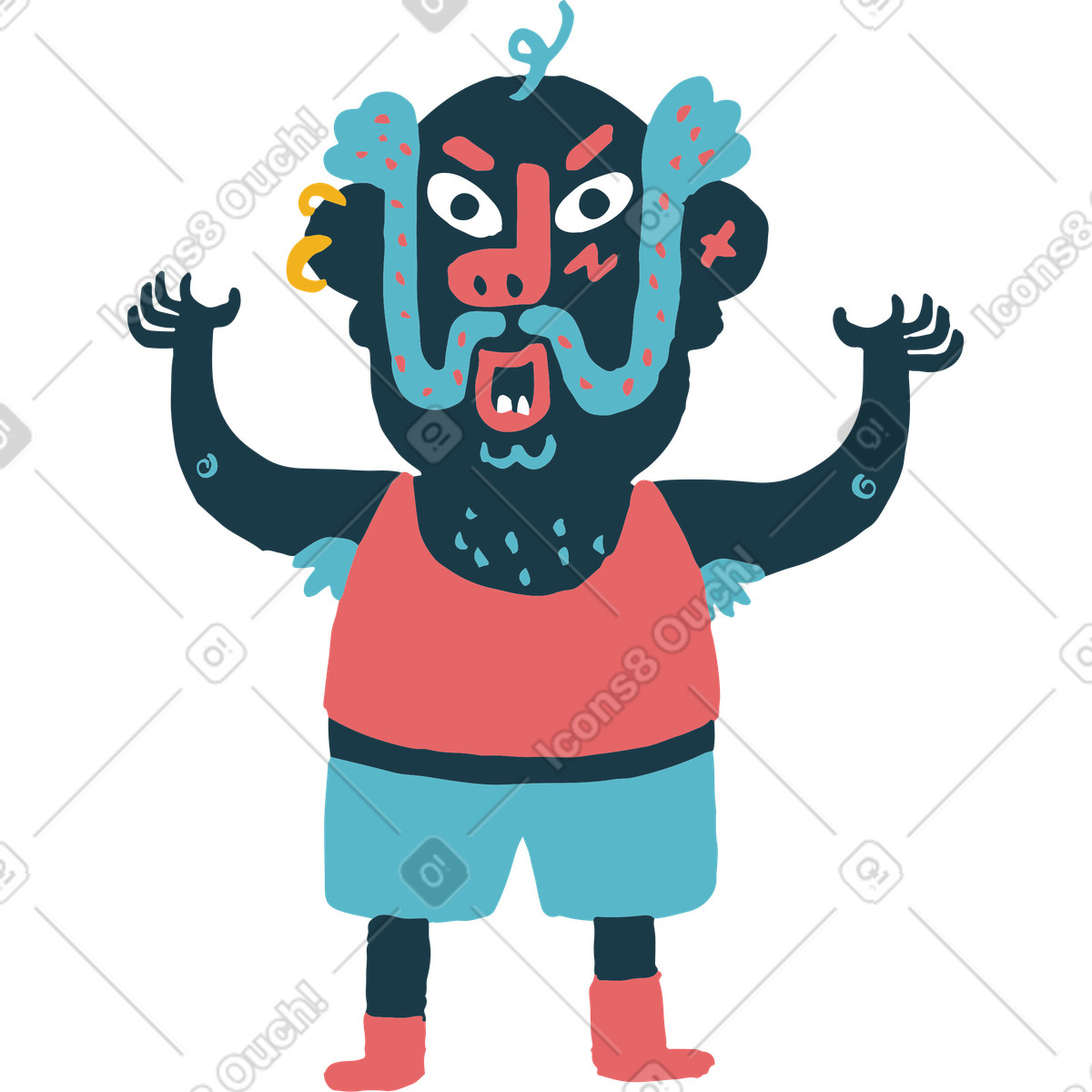 Uomo arrabbiato illustrazione in stile Flamenco scarica in PNG, SVG