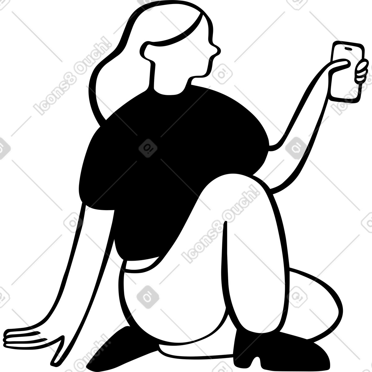 Ilustración Mujer en estilo Journal a descargar en PNG y SVG