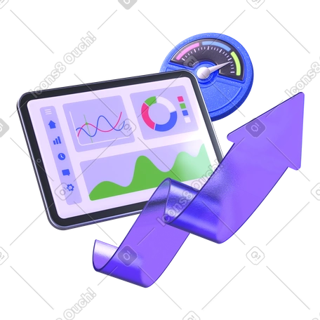 3D Interface du panneau de surveillance des indicateurs de performance clés PNG, SVG