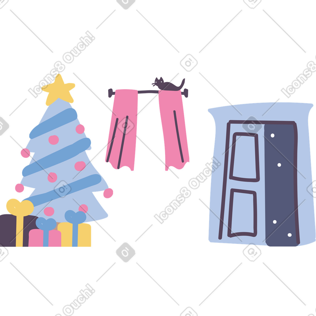 Illustration Maison de noël confortable dans le style Pluto à télécharger aux formats PNG, SVG
