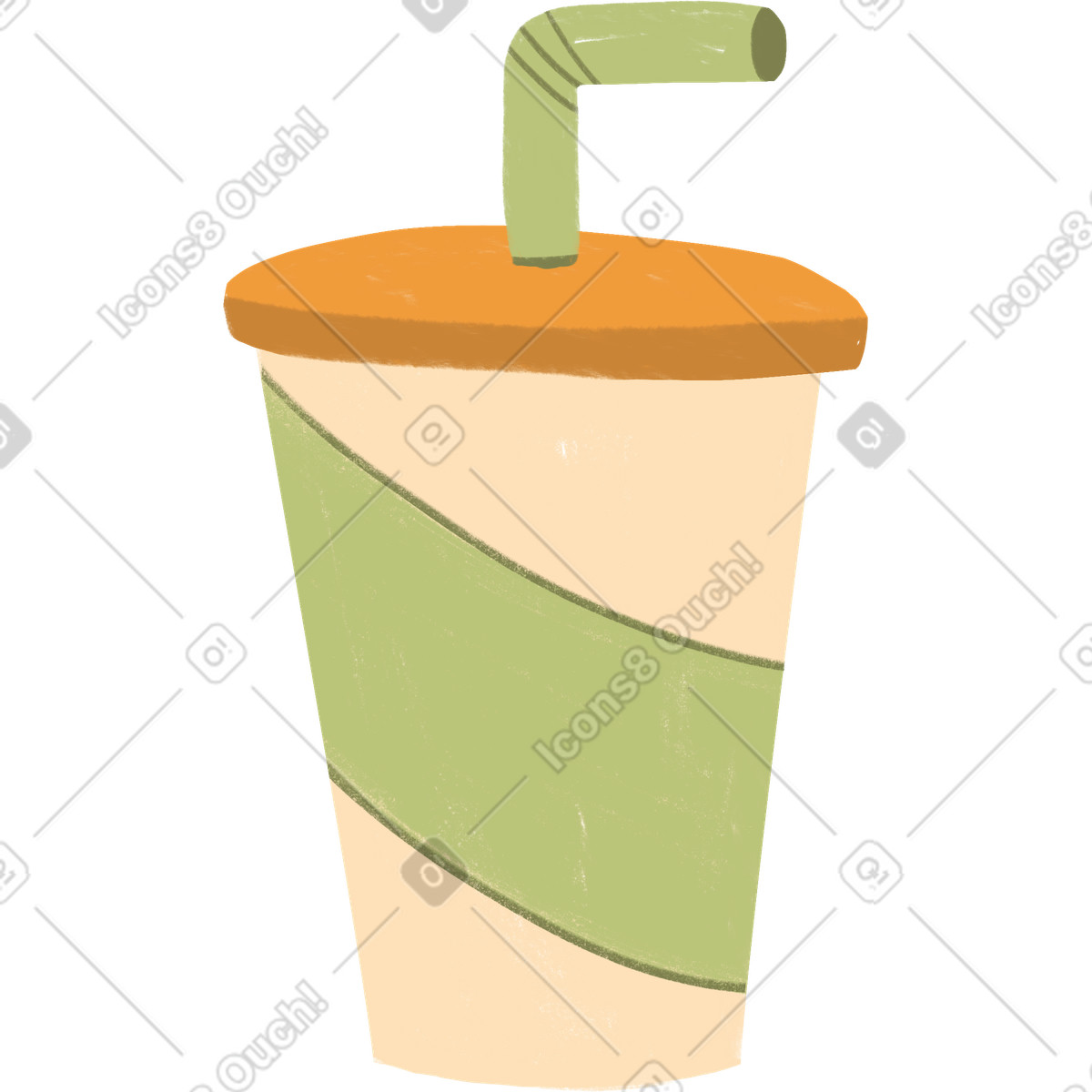 Иллюстрация Plastic cup with a straw в стиле Lumiere — скачать в форматах PNG, SVG