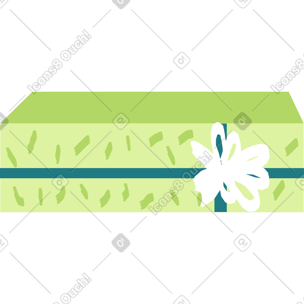 Green gift box with a bow-Illustration im Lagom-Stil als Download in PNG, SVG