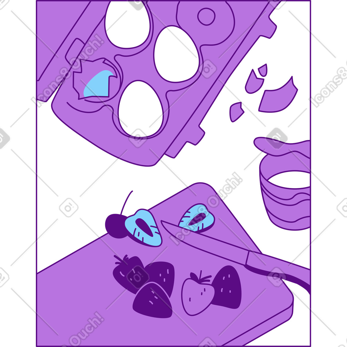 Ilustração de Moldura com produtos para fazer bolo em no estilo Storyline baixar em PNG, SVG