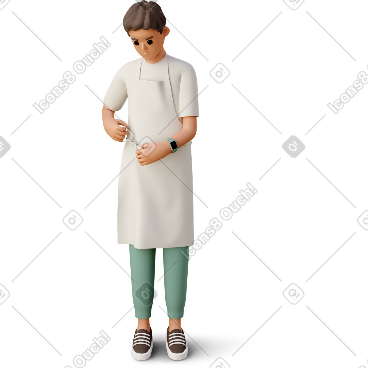 Boy with apron-Illustration im 3D Casual life-Stil als Download in PNG, SVG