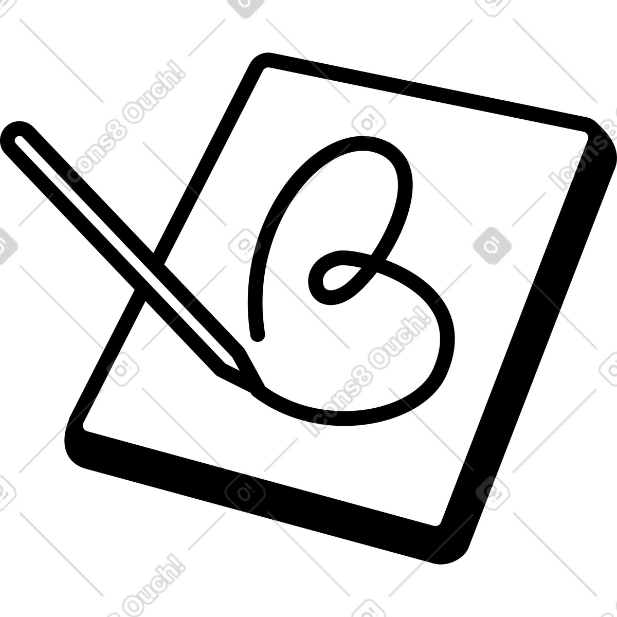 Tablet and pen illustration in Notes style download in PNG, SVG