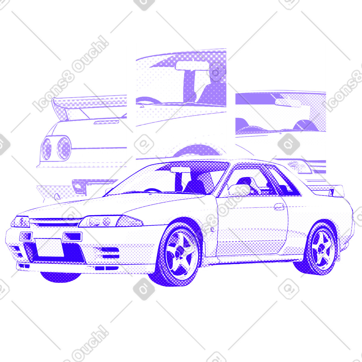 Halftone スタイルの Classic Nissan skyline vintage poster のイラストをPNG、SVG形式でダウンロード