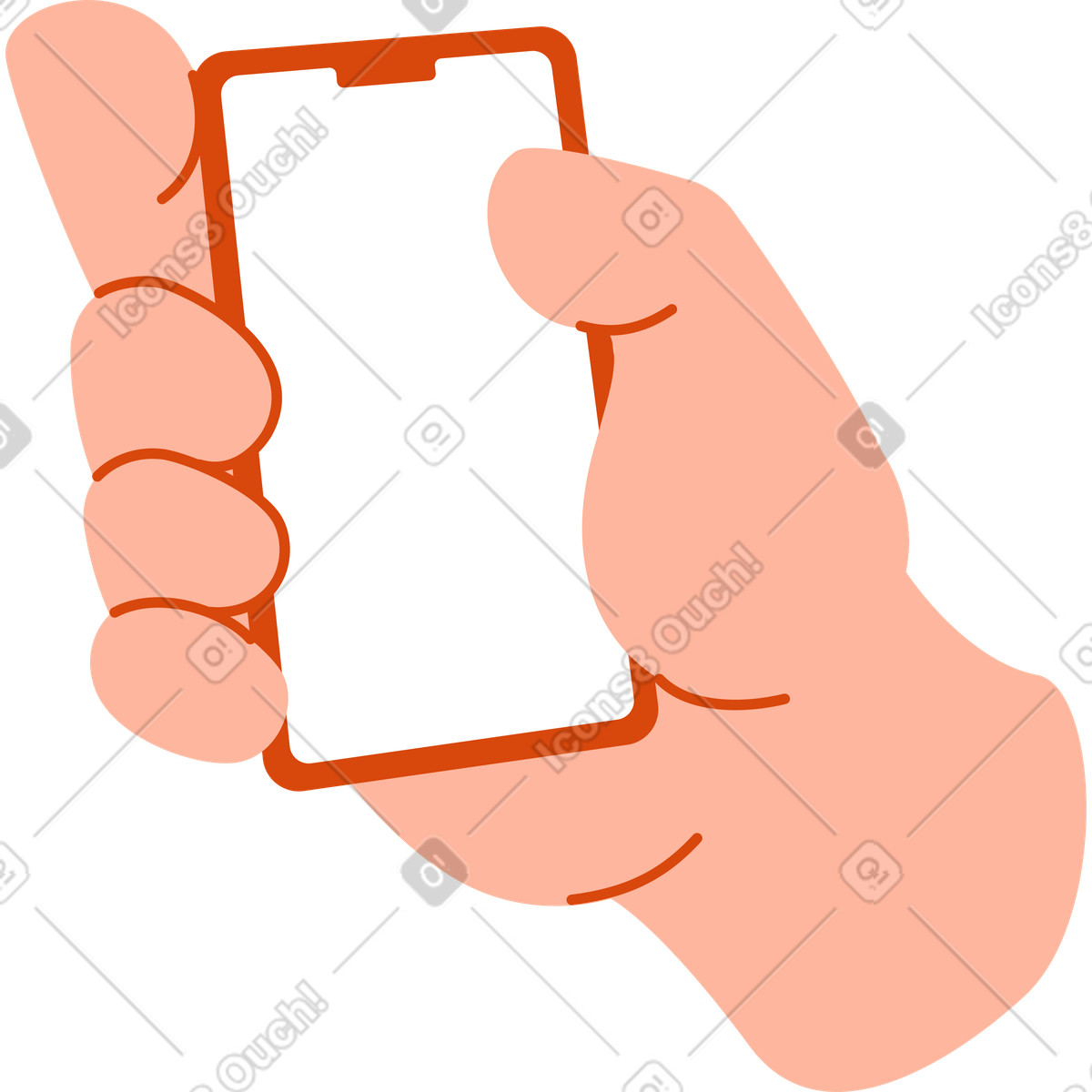 Illustration Main tenant le téléphone dans style Orange à télécharger aux formats PNG, SVG