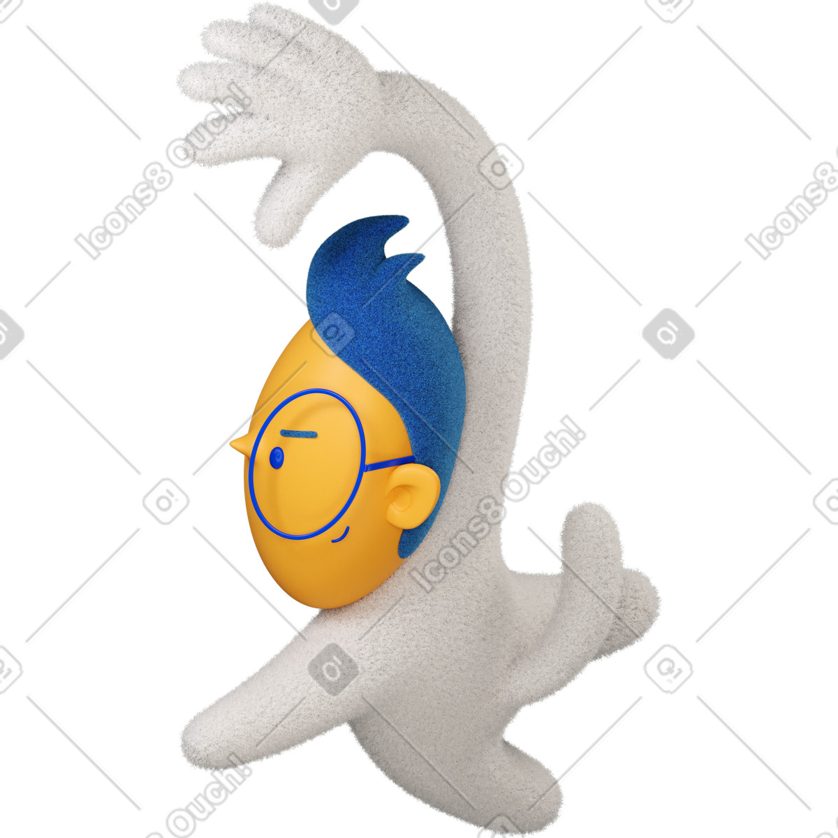 Illustration Garçon sautant avec impatience vers la gauche dans le style 3D Buddy à télécharger aux formats PNG, SVG