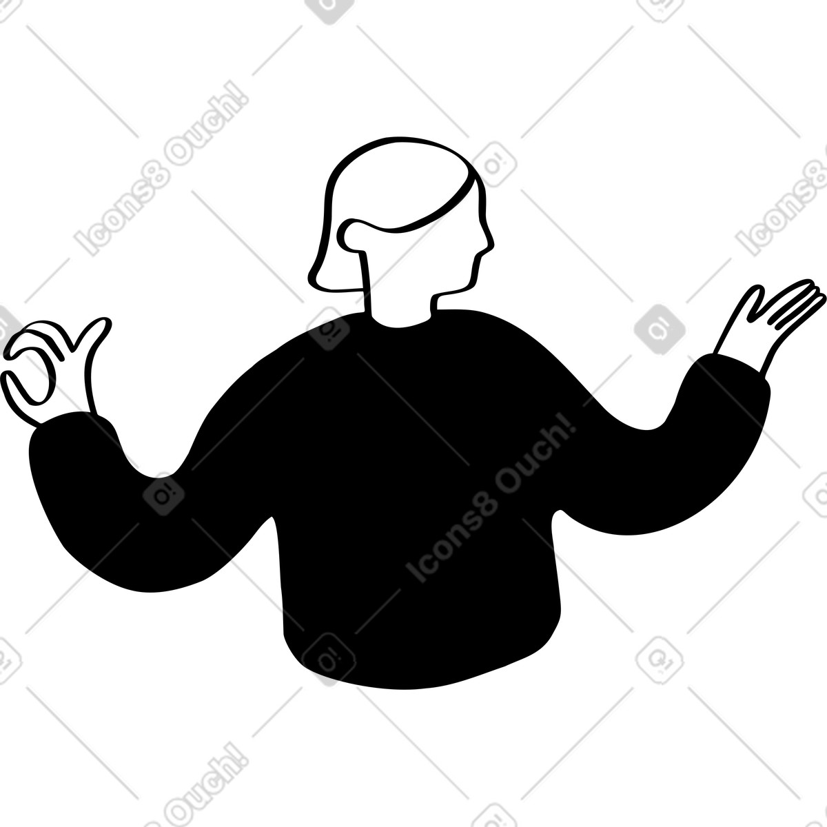 Woman holding something in both hands illustration Journal style download PNG, SVG