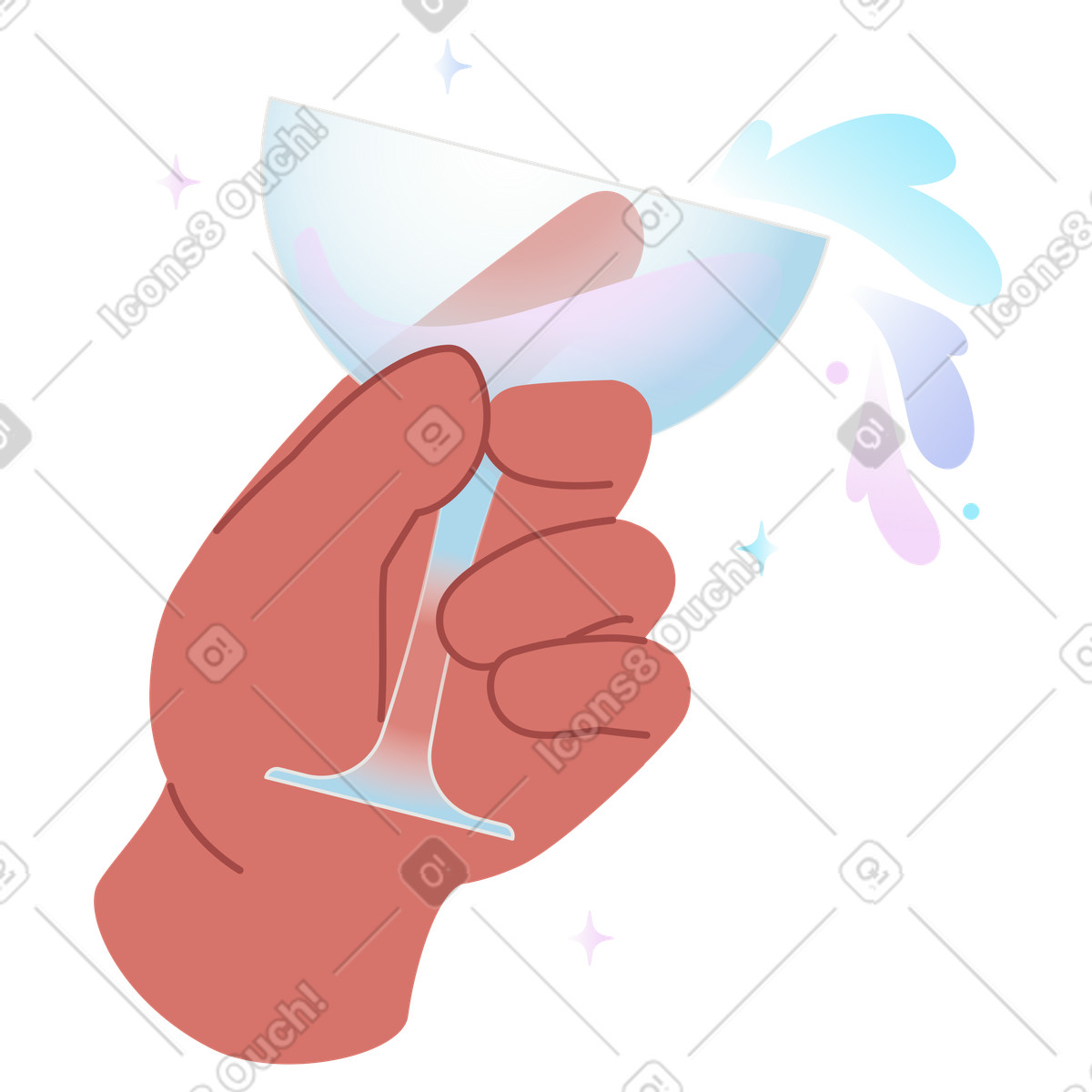 Hand mit getr&auml;nk im glas-Illustration im Airy-Stil als Download in PNG, SVG