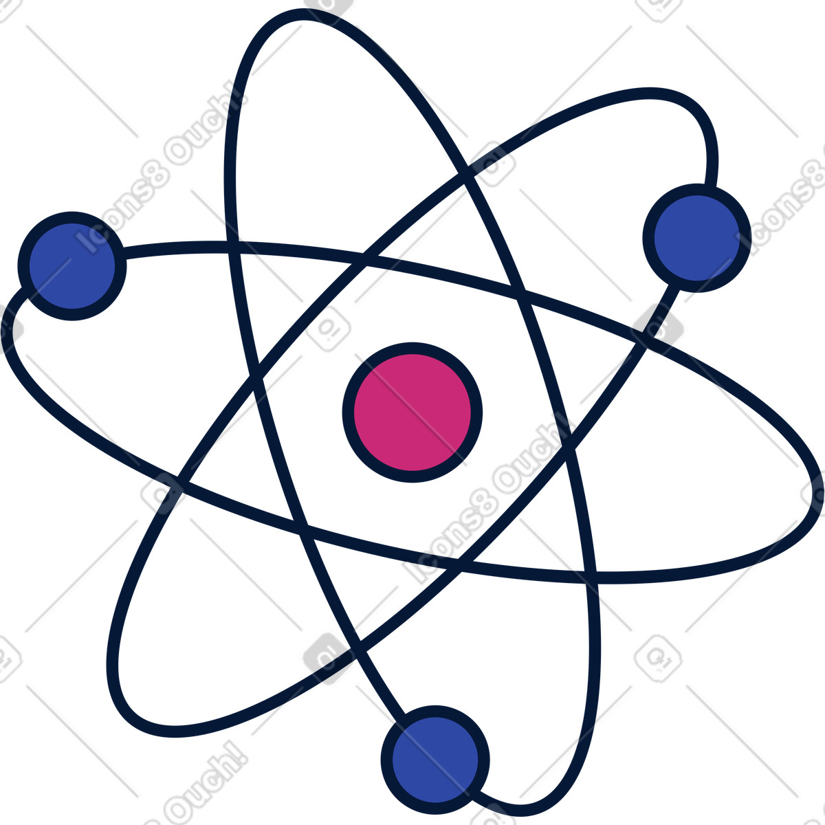 Ilustración Átomo en estilo Neat a descargar en PNG y SVG