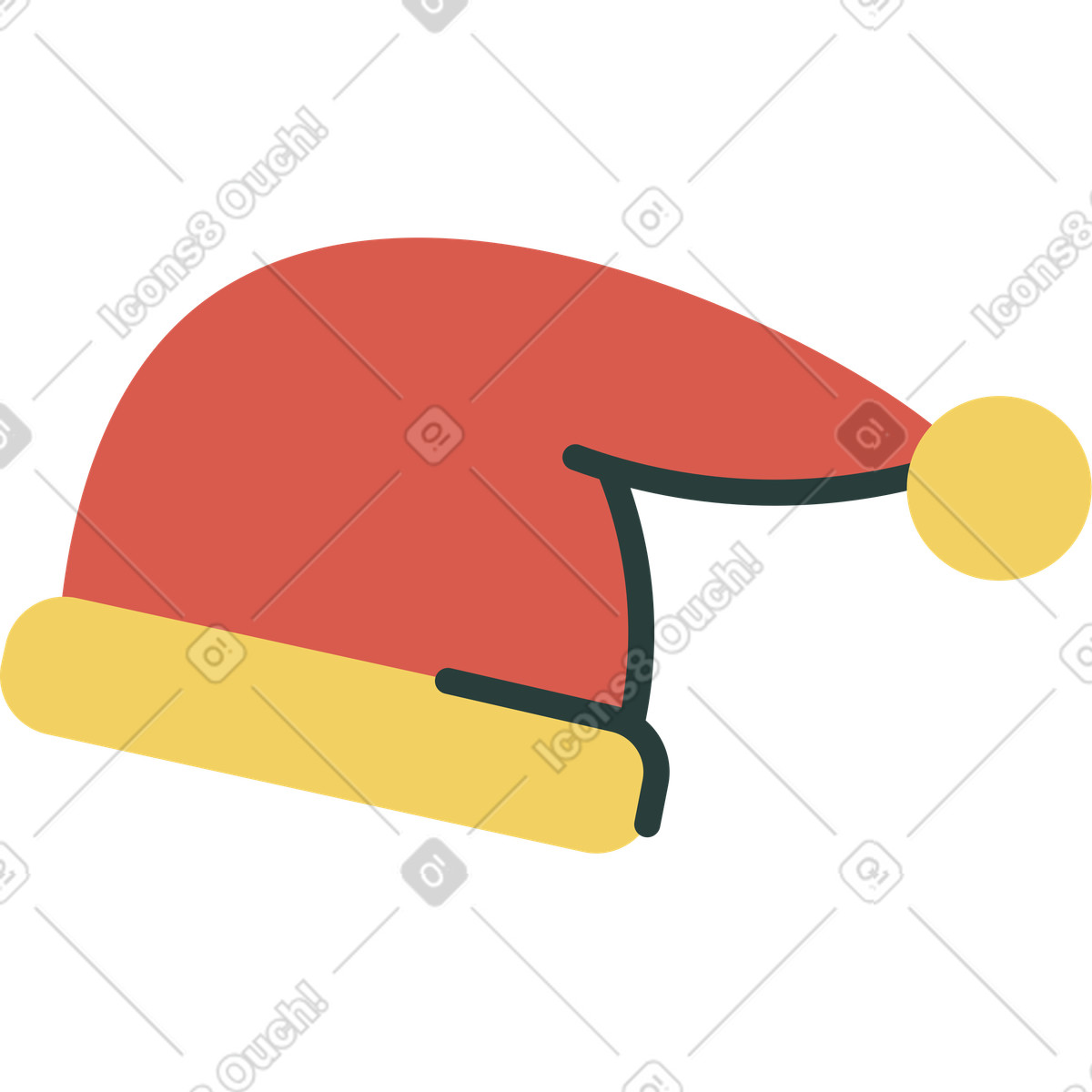 Weihnachtsmütze-Illustration im Macaroni-Stil als Download in PNG, SVG