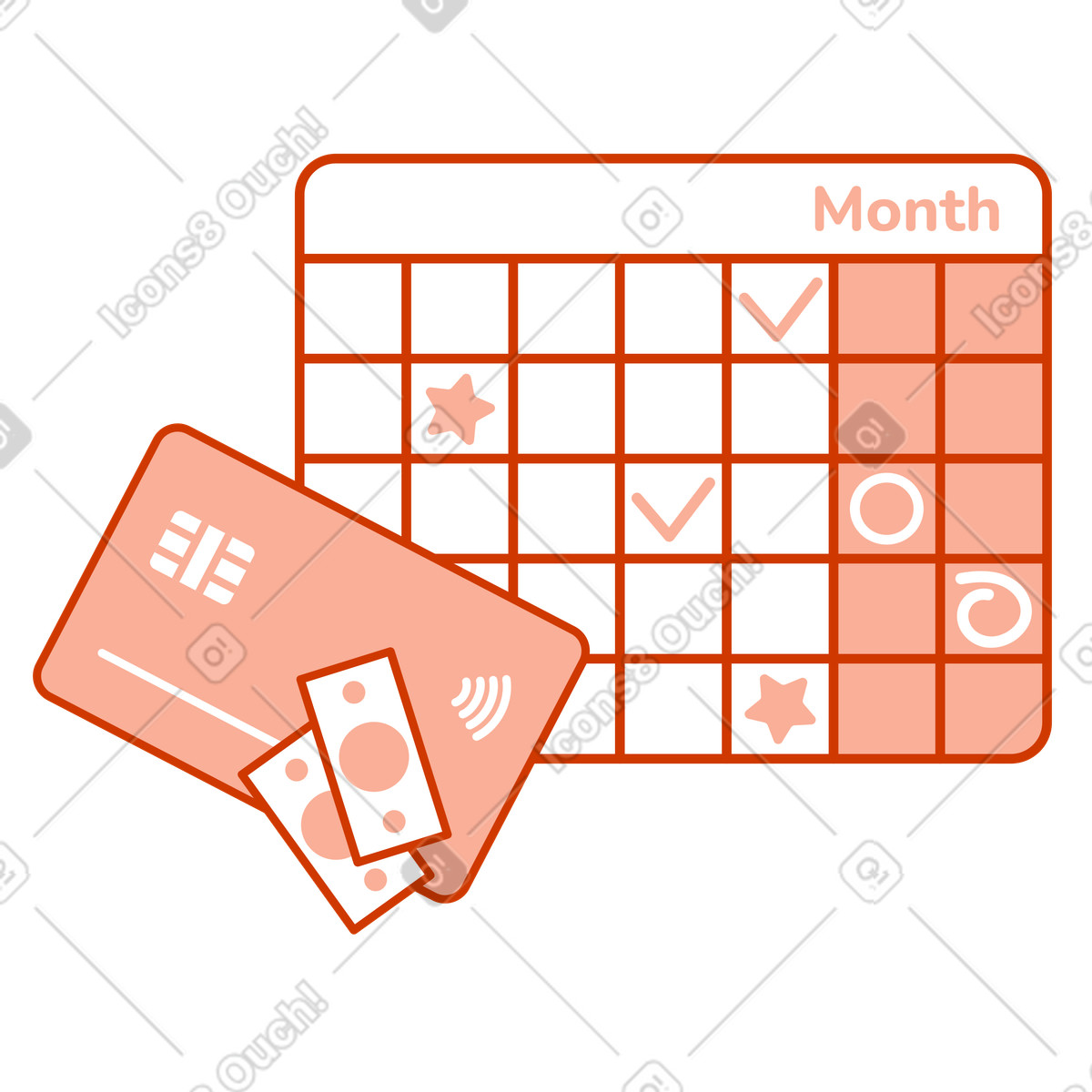 Tieni traccia dei pagamenti imminenti con il calendario illustrazione in stile Natty scarica in PNG, SVG