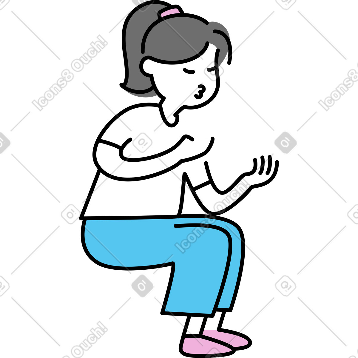 Donna che mangia illustrazione in stile Mochi scarica in PNG, SVG