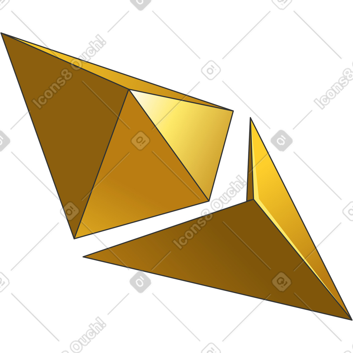 Illustration Logo éthérium doré dans le style Kit à télécharger aux formats PNG, SVG