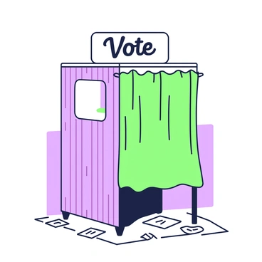 A classic 1960s voting booth with a curtain, representing the era of the 24th Amendment