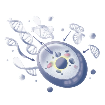 A detailed view of a cellular structure showcasing the DNA damage checkpoint. The scene features a representation of DNA strands, depicted as long twisted ladders, with certain sections visibly marked to indicate damage or errors. Cellular proteins are shown interacting with the damaged DNA, with arrows indicating movement towards the errors. Enzymatic complexes are gathered around the damaged sites, illustrating their role in the repair process. The background includes various organelles such as the nucleus and mitochondria, providing context to the cellular environment.