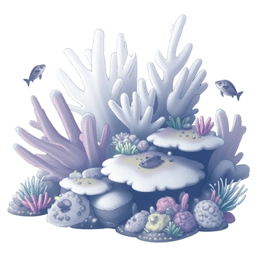 A close-up view of a coral reef teeming with various marine life. The image highlights intricate coral formations in diverse shapes and textures. Fish of different sizes are swimming among the corals, with some darting in and out of the crevices. The reef is populated by small invertebrates and vibrant sea plants, adding to the rich biodiversity of the scene. Sunlight filters through the water, illuminating the coral and enhancing the sense of depth in the underwater habitat.