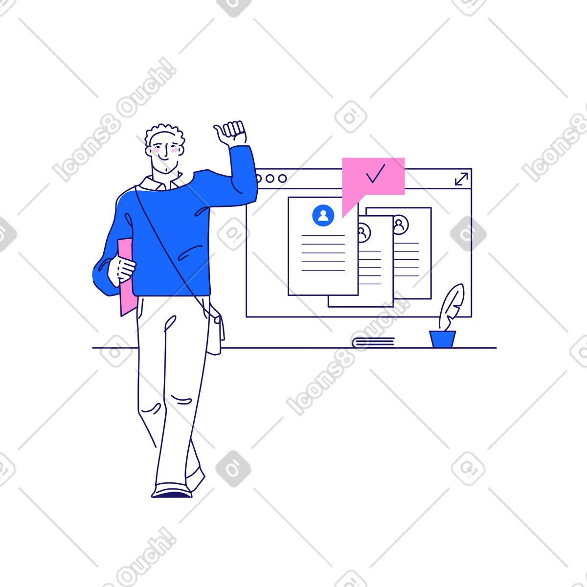 Erfolgreicher kandidat für die stelle-Illustration im Matey-Stil als Download in PNG, SVG