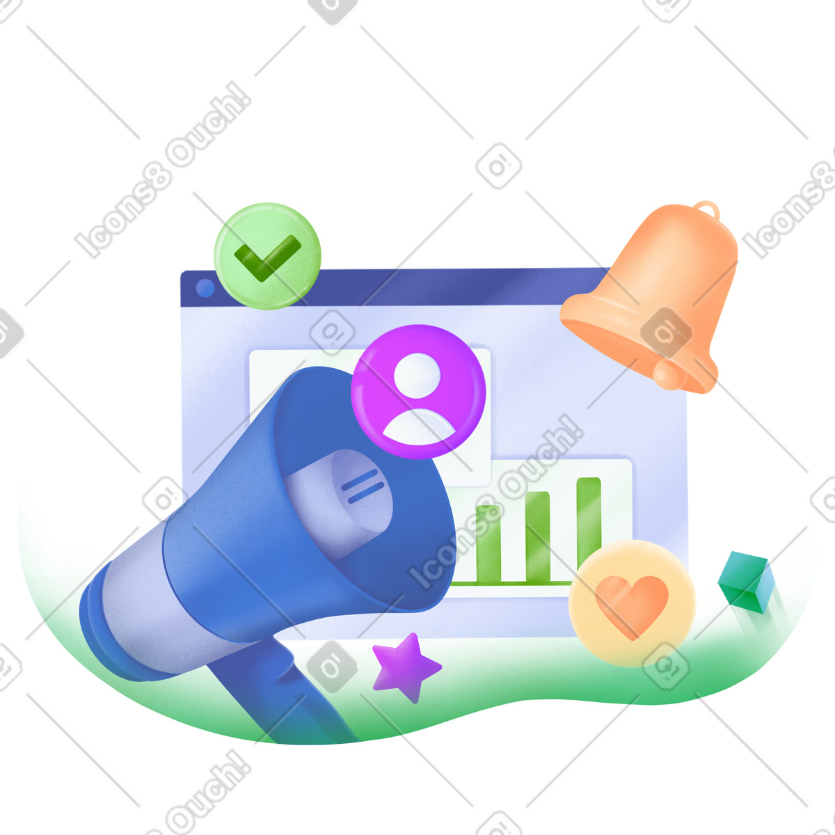Social media marketing and metrics  illustration in PNG, SVG