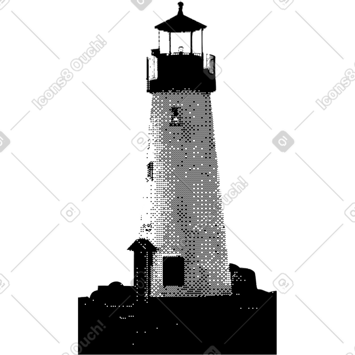 Bitmap スタイルの Lighthouse のイラストをPNG、SVG形式でダウンロード