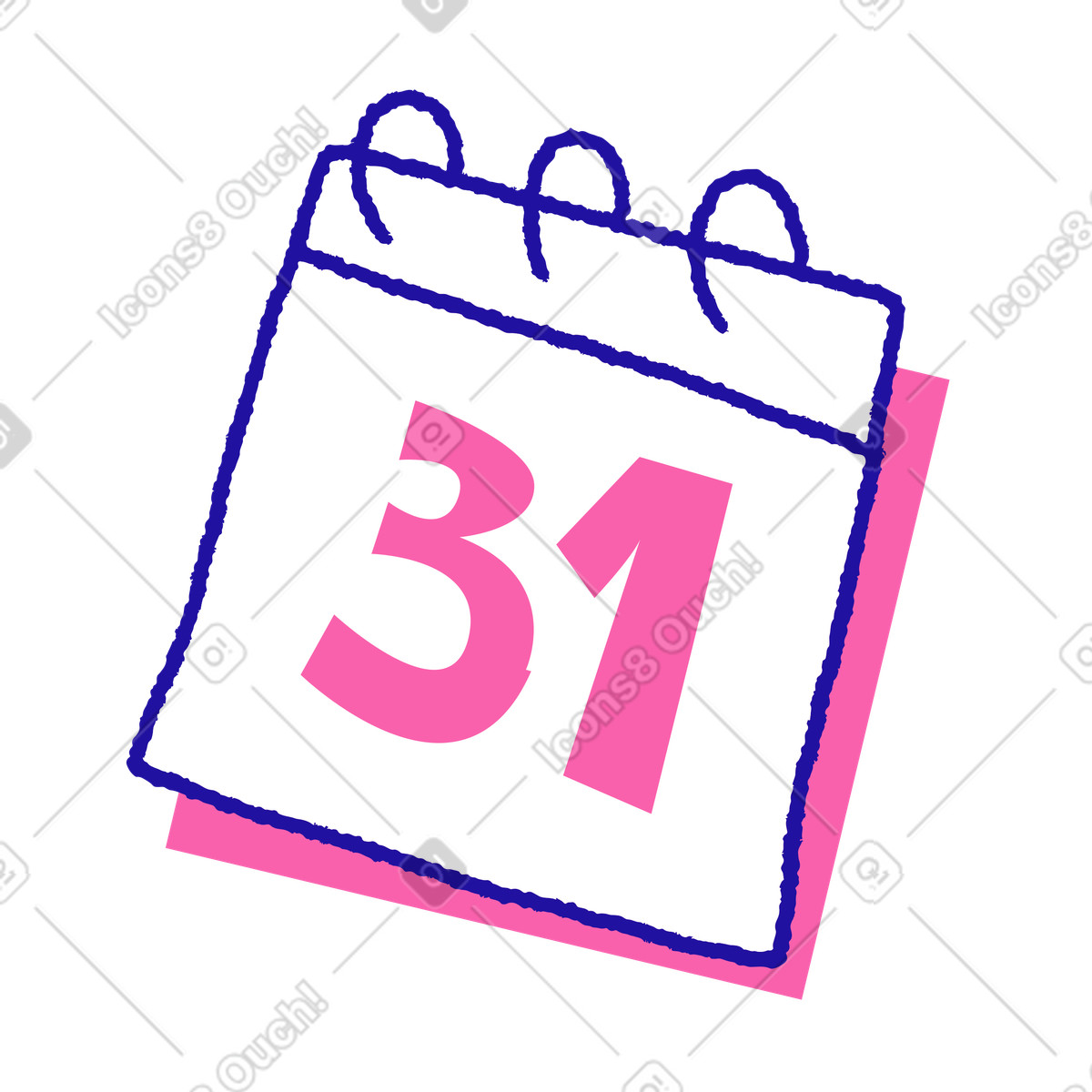 Ilustración Calendario de escritorio con el número treinta y uno en estilo Whimsy a descargar en PNG SVG
