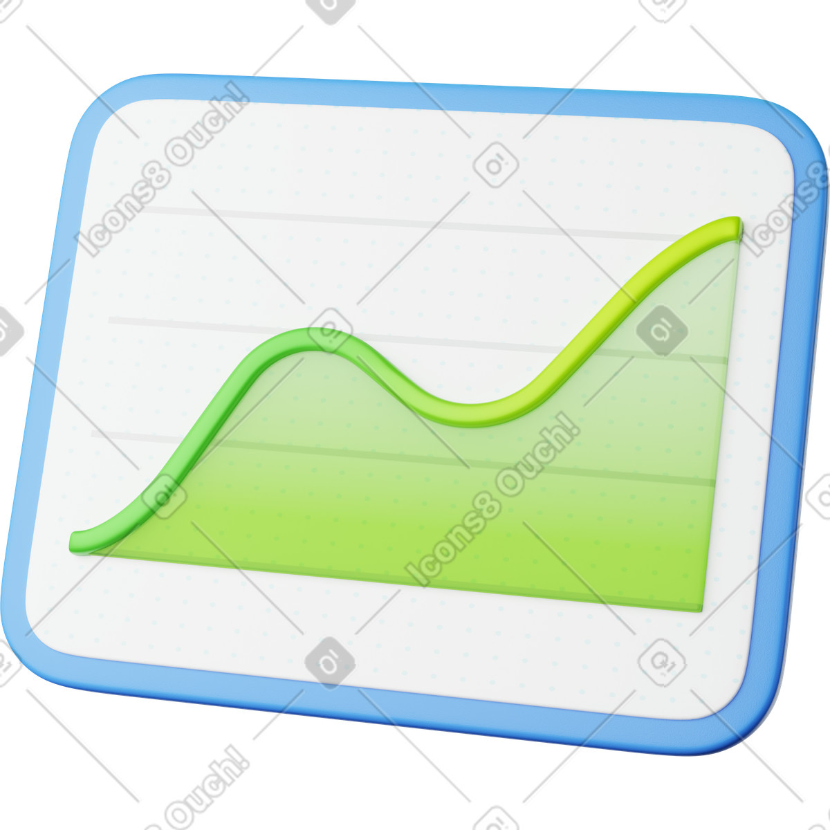 Ilustración Chart panel with rising green line indicating positive business growth en estilo 3D Playful a descargar en PNG y SVG