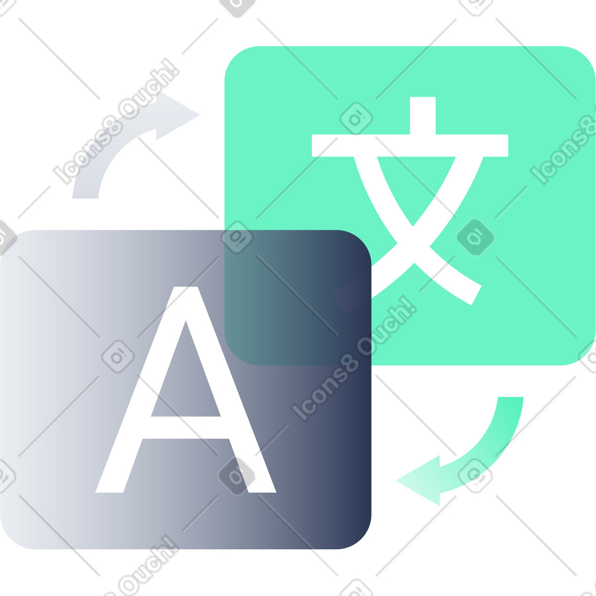 Illustration Language translation icon dans le style Lucent à télécharger aux formats PNG, SVG