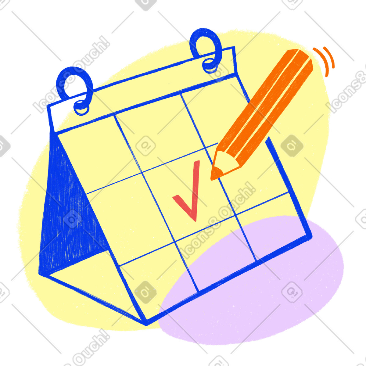 Ilustração de Desk calendar with pencil and check mark em no estilo Biro para baixar em PNG, SVG