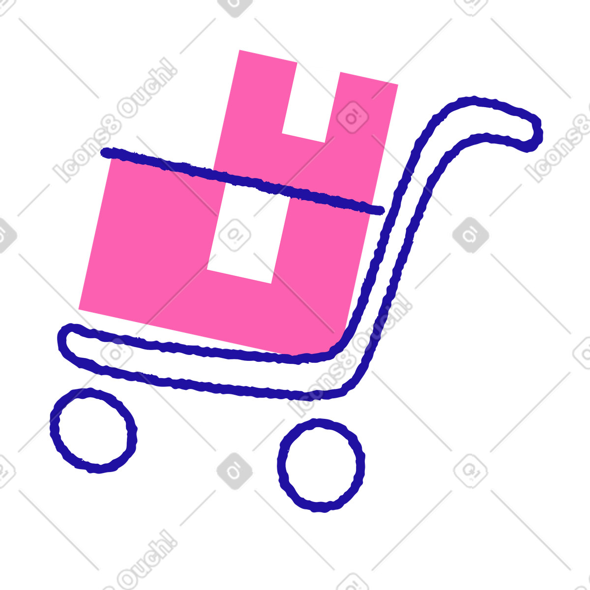 Loaded cart for warehouse management illustration in Whimsy style download in PNG, SVG