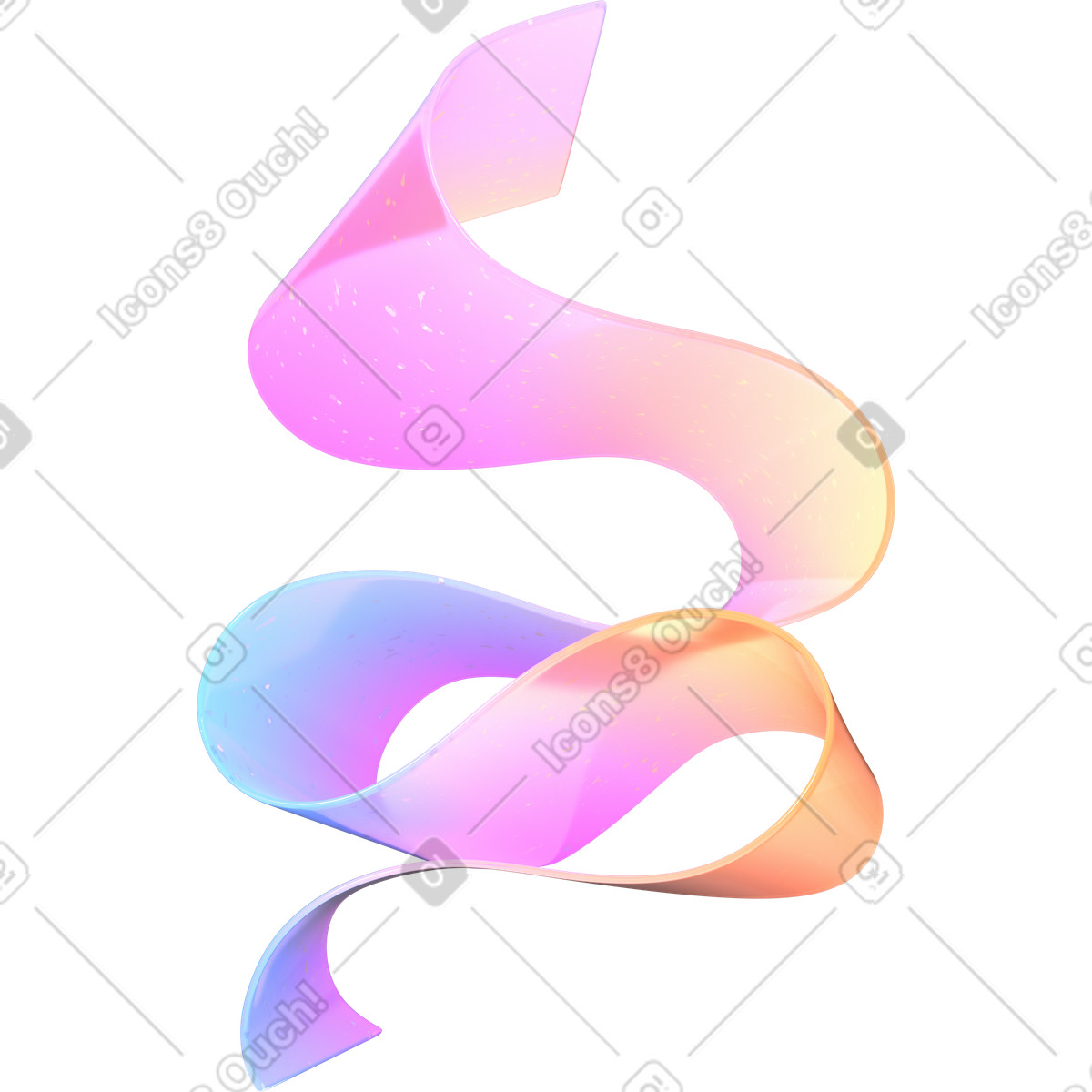 계단식 반투명 유리 리본 illustration in 3D Glassy style download in PNG, SVG