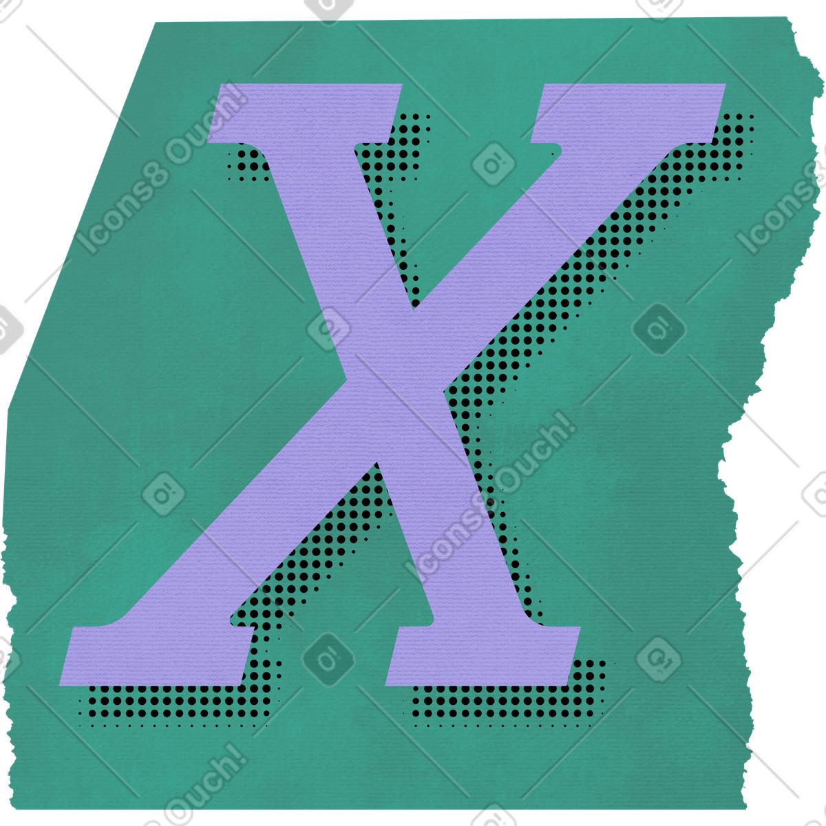 Ilustración Collage capital letter x en estilo Paper Cut a descargar en PNG y SVG
