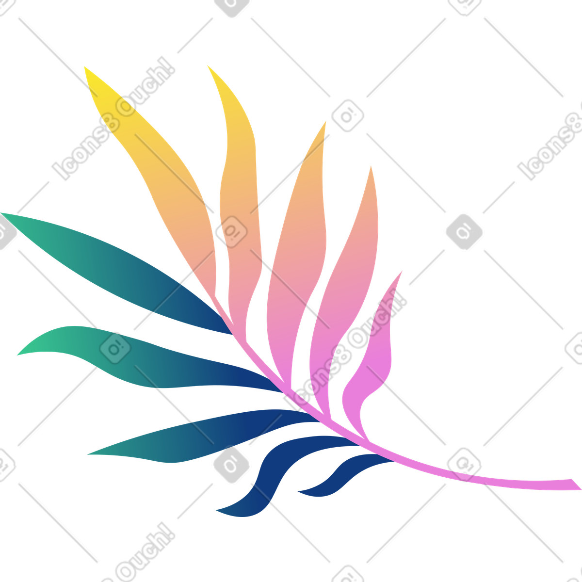 Blaue gelbe palme-Illustration im Amani-Stil als Download in PNG, SVG