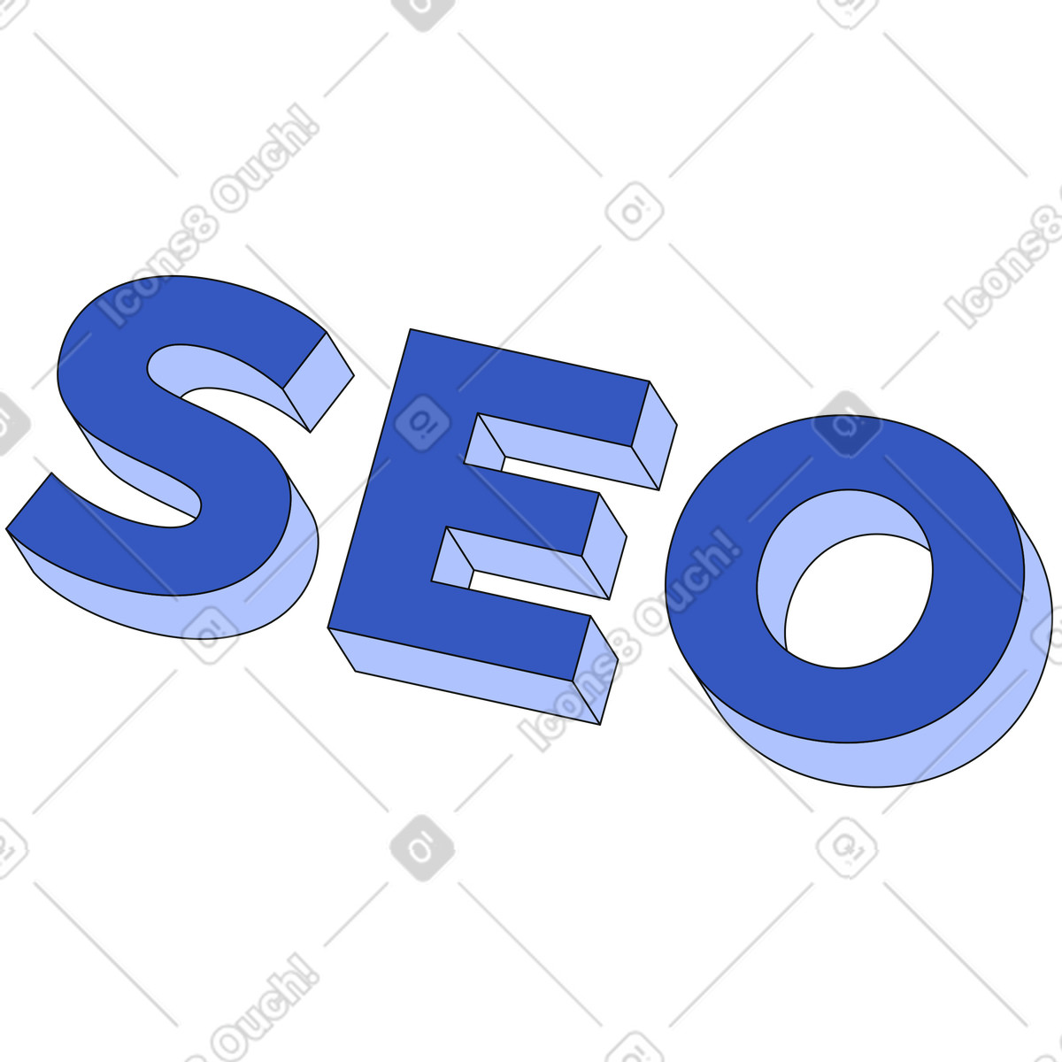 Ilustración Texto de seo letras en estilo Techny a descargar en PNG y SVG