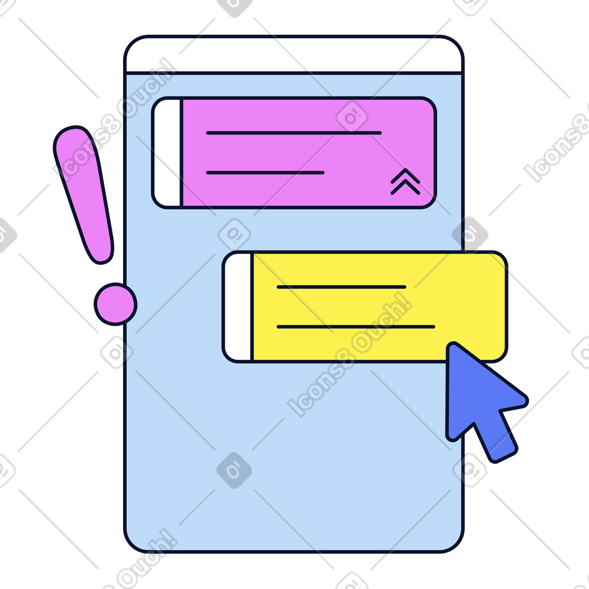Prioritization of tasks, Kanban board illustration in Flexy style download in PNG, SVG