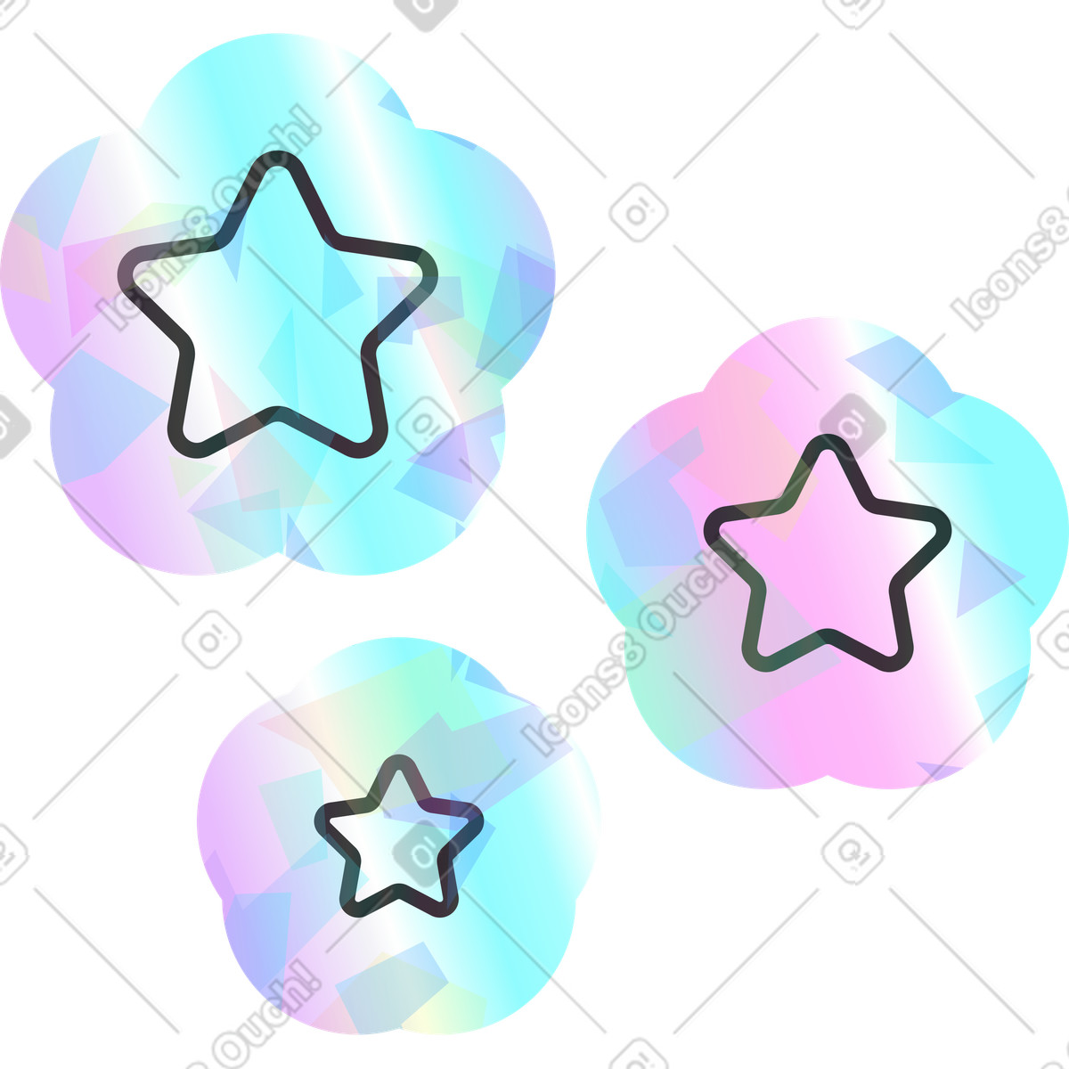 Holostickers スタイルの Stars のイラストをPNG、SVG形式でダウンロード