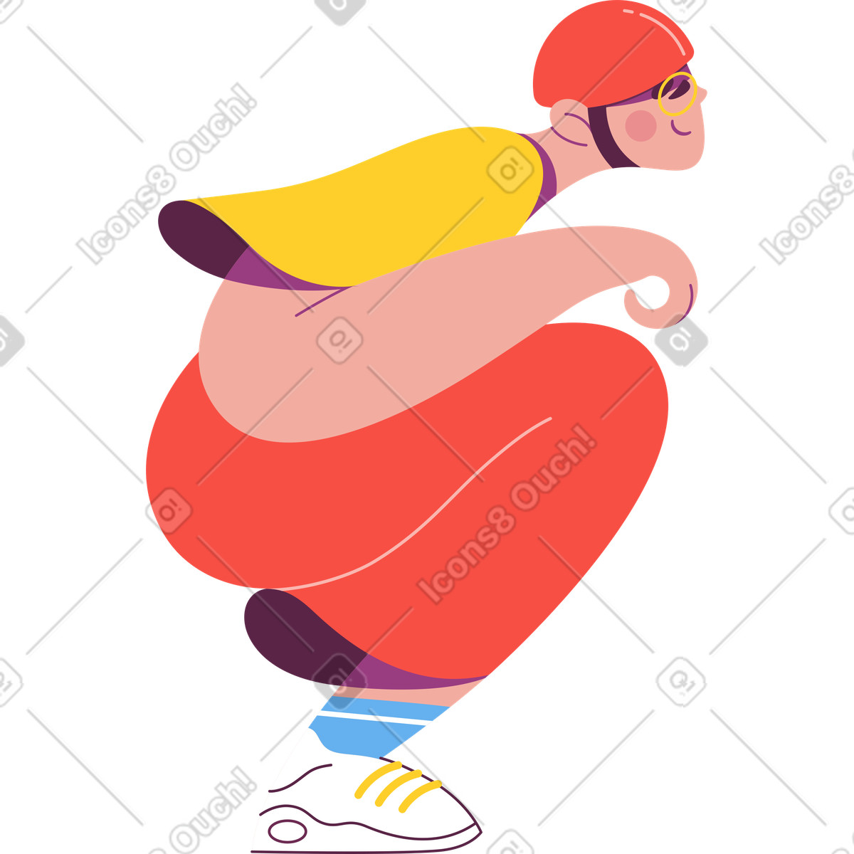Happy girl waving hand clipart illustration with bright colorful palette